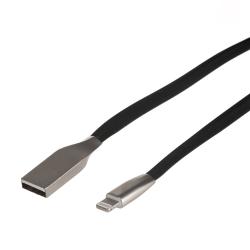 Kabel USB AM iphone 8PIN płaski nieplączący 1m czarny MCTV-832 B metal