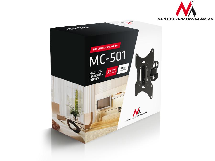 Maclean TV-Wandhalterung Für 23–50 Zoll Fernseher Bis 30 Kg – Schwenkbar, Neigbar, Mit VESA 75–200 Mm